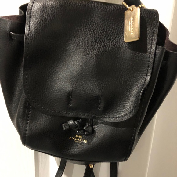 Coach Handbags - Coach black leather small backpack